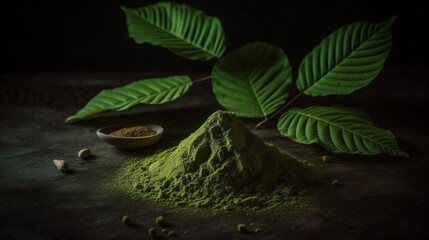 Kratom powder, leaves 