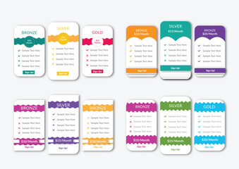 Creative Collection of pricing plans for websites and applications