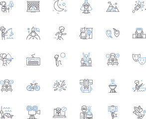 Thrill line icons collection. Adventure, Adrenaline, Excitement, Rush, Fear, Euphoria, Intensity vector and linear illustration. Thrillseeker,Risk,Heart-pumping outline signs set Generative AI