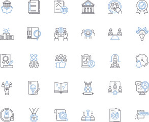 Training institute line icons collection. Learning, Education, Development, Knowledge, Skill-building, Workshop, Seminar vector and linear illustration. Bootcamp,Coaching,Mentoring Generative AI