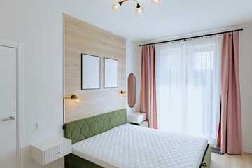 Mockups for wall decor in the bedroom interior.