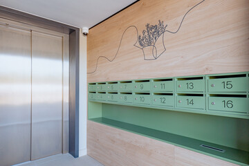 Mailbox in the entrance hall of an apartment building