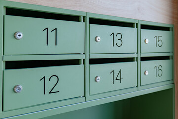 Mailbox in the entrance hall of an apartment building