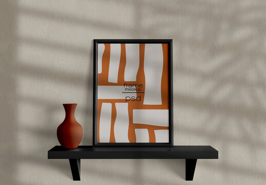 Vertical Frame on a Shelf Mockup
