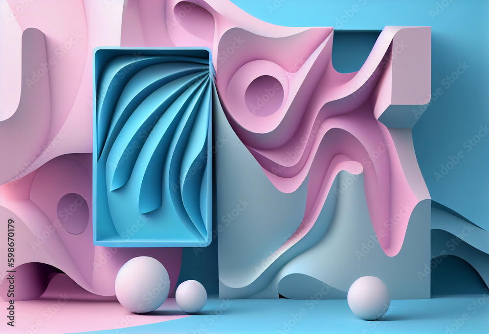 Aufkleber beautiful abstract made of cubes background 3d colors. generative ai technology.