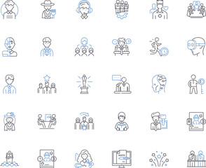 Work and oversight line icons collection. Supervision, Leadership, Management, Accountability, Delegation, Direction, Governance vector and linear illustration. Generative AI