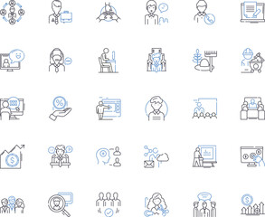 Work trade line icons collection. Bartering, Exchange, Collaboration, Partnership, Swapping, Co-working, Community vector and linear illustration. Skill-sharing,Nerk,Volunteering outline Generative AI