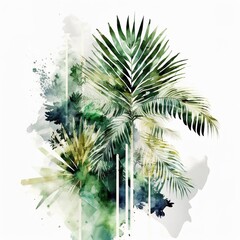 Obraz premium Abstrakt Aquarell Pflanzen und Palmen Welt Dschungel gezeichnet