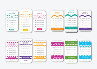 Modern and professional pricing table pricing list table design template