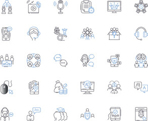 Trade organization line icons collection. Lobbying, Advocacy, Nerking, Membership, Conference, Collaboration, Industry vector and linear illustration. Commerce,Regulations,Partnerships Generative AI