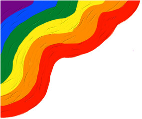 Rainbow oil paint brush  style watercolor background.LGBT  Pride month watercolor texture concept. vector