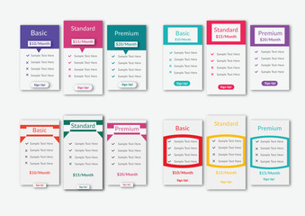 subscription plans and pricing template for comparison table design