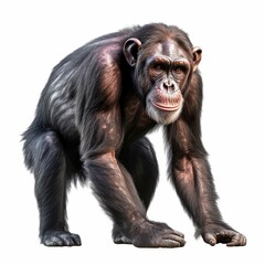 Chimpanzee isolated on white background (Generative AI)