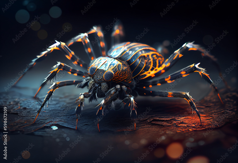 Aufkleber spider on the web. generative ai technology.