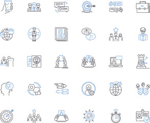 Scrum methodology line icons collection. Sprint, Agile, Backlog, Daily, Retrospective, Planning, Stand-up vector and linear illustration. Velocity,Burn-down,Scrum outline signs set Generative AI