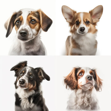 portraits of a cute happy dogs, ai generated
