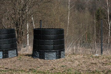 Plastic compost bins black color.
