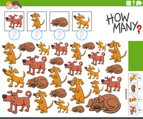 Obraz na płótnie Canvas how many cartoon dogs characters counting activity