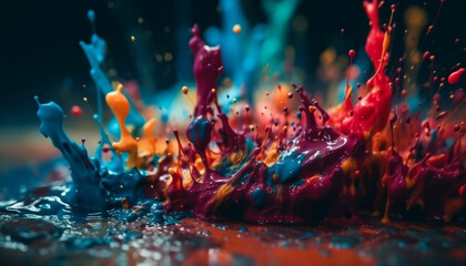 Splashing colors mix in liquid motion, underwater fun generated by AI