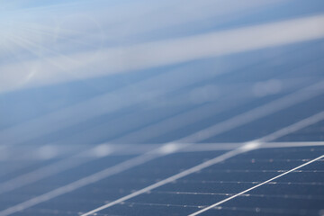 Close-up on solar panels - alternative energy production. Copy space for text.