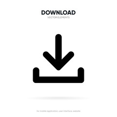 Download button icon. Upload icon. Down arrow bottom side symbol. Click here button. Save cloud icon push button for UI UX, website, mobile application.