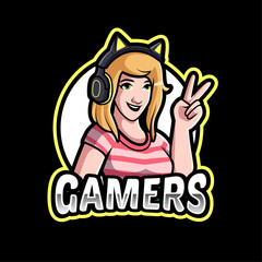 girl gamers esport logo mascot design