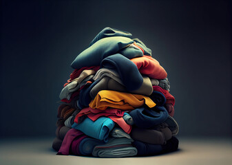 pile of unwanted clothes for donation, charity, recycling. Generative AI