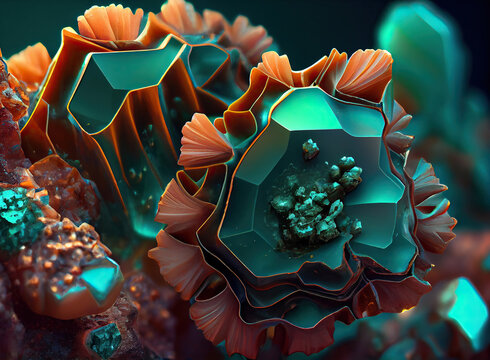 Aurichalcite stone in nature. Generative AI