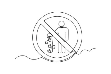 Continuous one line drawing do not litter. World environment day concept. Single line draw design vector graphic illustration.