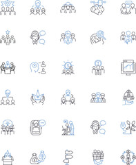 Obraz premium Partnership building line icons collection. Nerking, Collaboration, Alliance, Cooperation, Synergy, Teamwork, Engagement vector and linear illustration. Bonding,Unity,Trust outline signs Generative AI