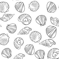  seamless summer pattern with seashells
