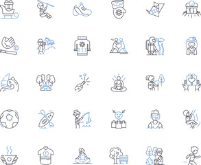 Occupied line icons collection. Confinement, Control, Resistance, Oppression, Struggle, Authority, Occupation vector and linear illustration. Dominance,Compromise,Surveillance outline Generative AI