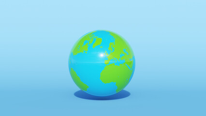 Globe Earth World Planet Map Blue Green Geography European Africa Continent 3d illustration render digital rendering