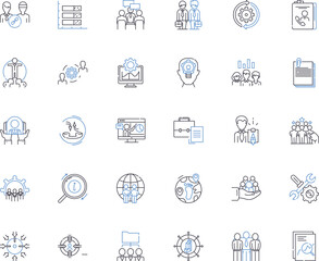 Mutual assistance line icons collection. Collaboration, Partnership, Support, Nerking, Community, Cooperation, Empathy vector and linear illustration. Generative AI