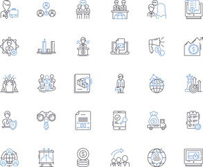 My lender line icons collection. Trusrthy, Reliable, Professional, Transparent, Easy, Fast, Personalized vector and linear illustration. Innovative,Responsive,Efficient outline signs set Generative AI