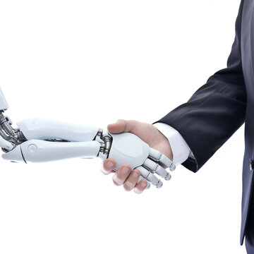 Robot and Man Shaking Hands, Generative AI