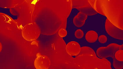lava lamp glossy red slime tender drops float - abstract 3D illustration