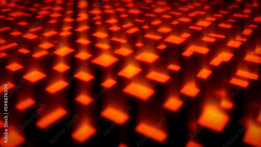 Wall mural red high tech cg pattern of geometrical boxes - randomization - abstract 3d illustration
