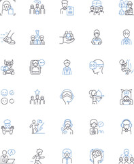 Juvenile populace line icons collection. Youth, Teenagers, Adolescents, Minors, Kids, Juniors, Youngsters vector and linear illustration. Infants,Juveniles,Teen outline signs set Generative AI