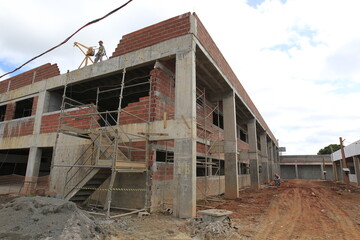 ilheus, bahia, brazil - may 24, 2022: worker in the construction of a public school in the city of Ilheus, in the south of Bahia