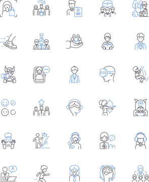Juvenile populace line icons collection. Youth, Teenagers, Adolescents, Minors, Kids, Juniors, Youngsters vector and linear illustration. Infants,Juveniles,Teen outline signs set Generative AI