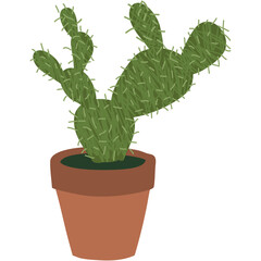 Potted cactus vector prickly flat flower icon