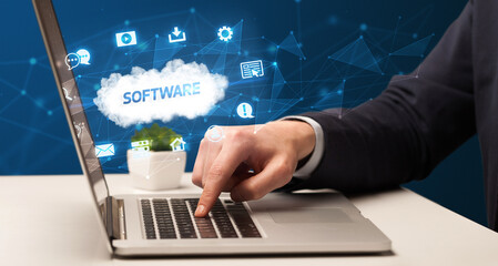 Businessman working with laptop concept