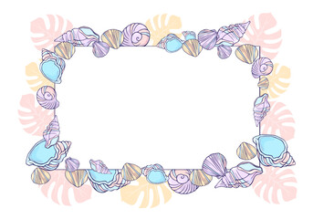 frame with painted seashells