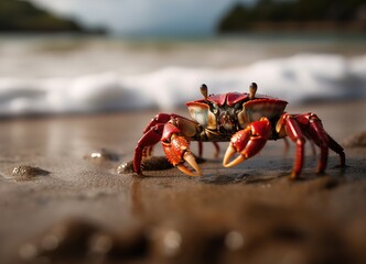Fototapeta na wymiar red crab on the beach