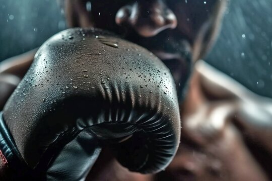 Dynamic Slow Motion Boxing Punch, Focus on Gloves, Macro Close-Up, Generative AI