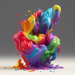Colorful joy - 3d rainbow splashes background. AI generative