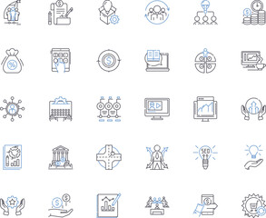 Market Disruption line icons collection. nnovation, Revolution, Transformation, Upheaval, Disturbance, Shake-up, Breakthrough vector and linear illustration. Overthrow, Upset, Unsettling Generative AI