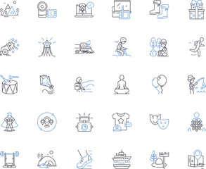 Fototapeta premium Human existence line icons collection. Survival, Purpose, Consciousness, Identity, Evolution, Meaning, Experience vector and linear illustration. Perception,Time,Memory outline signs set Generative AI