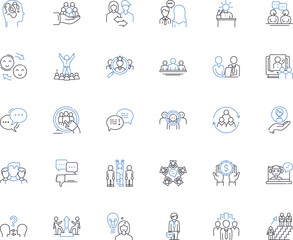Guiding line icons collection. Mentoring, Directing, Steering, Navigating, Supervising, Instructing, Leading vector and linear illustration. Coaching,Advisory,Counseling outline signs Generative AI